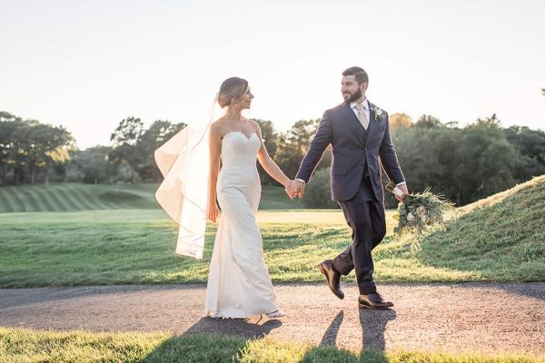 couple walking down path