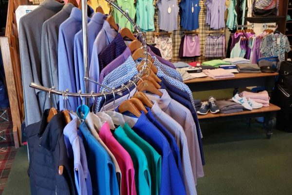 pro shop curved cloths rack